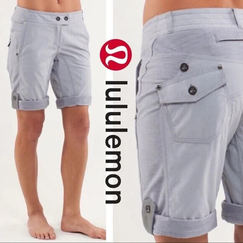 Lululemon Ride On Reflective Roll Up Cycling Shorts Stretch Luon Womens Size 4
